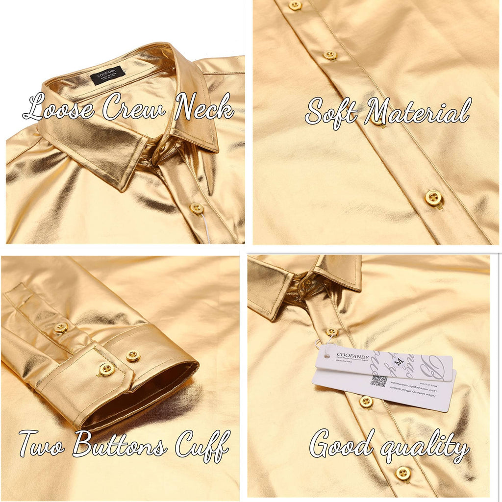 Metallic Disco Shiny Knopf Nightclub Party Hemd