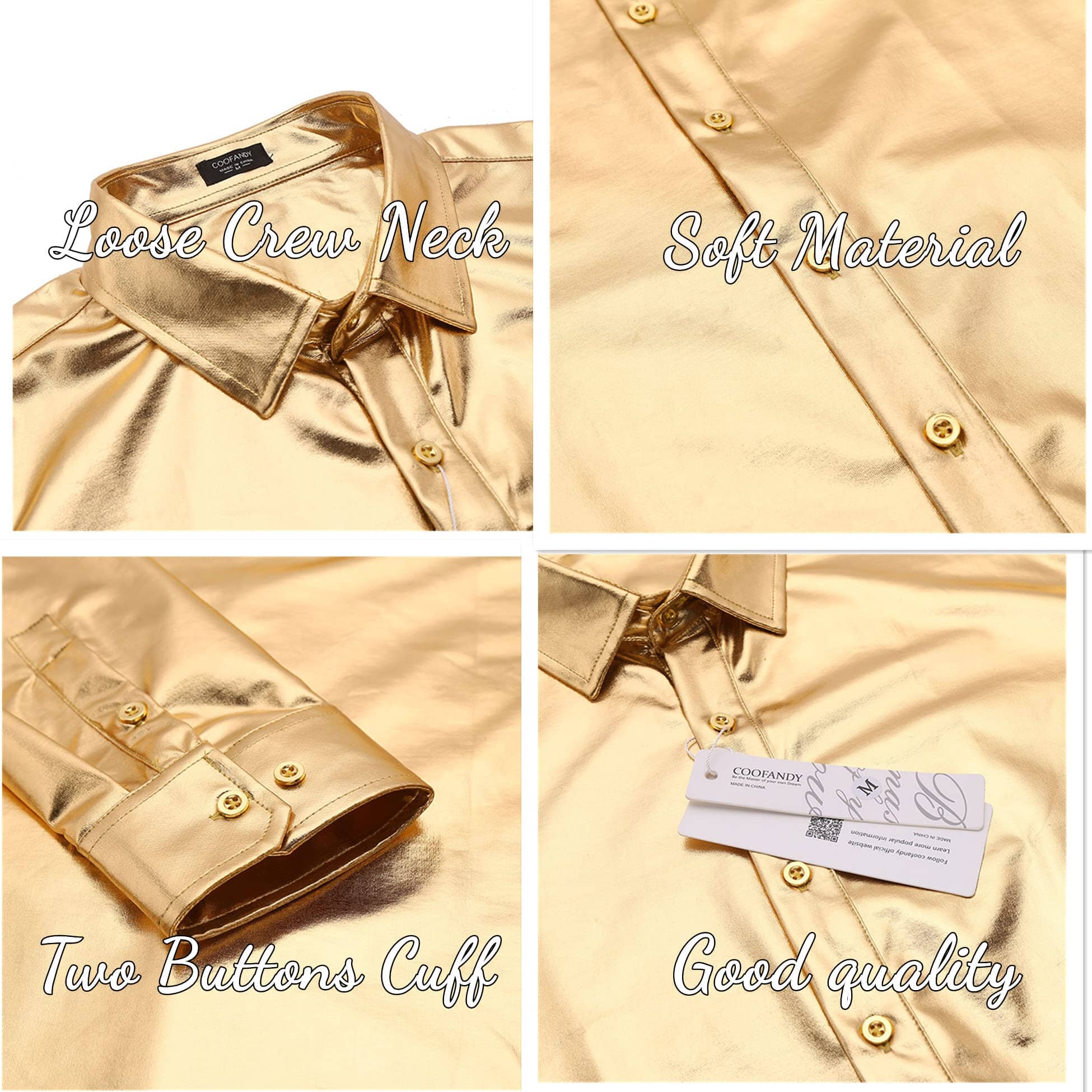 Metallic Disco Shiny Knopf Nightclub Party Hemd
