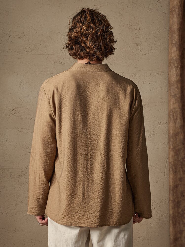 Leinen Henry Lang Ärmel Strand Hemd