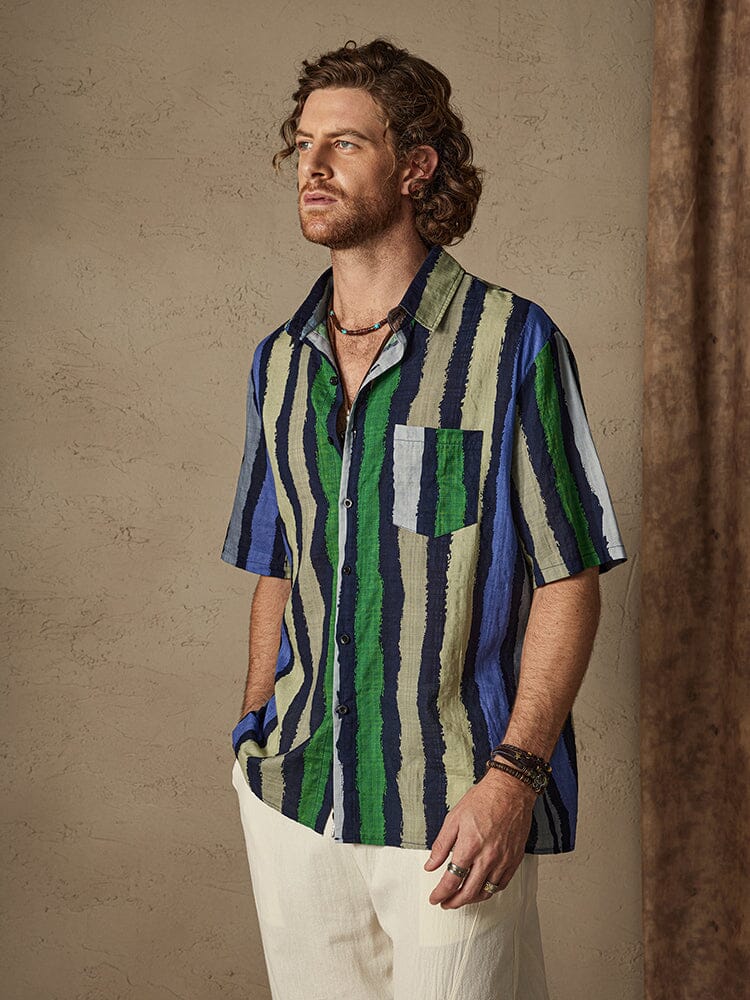 Cozy Stripe Baumwolle Strand Hemd