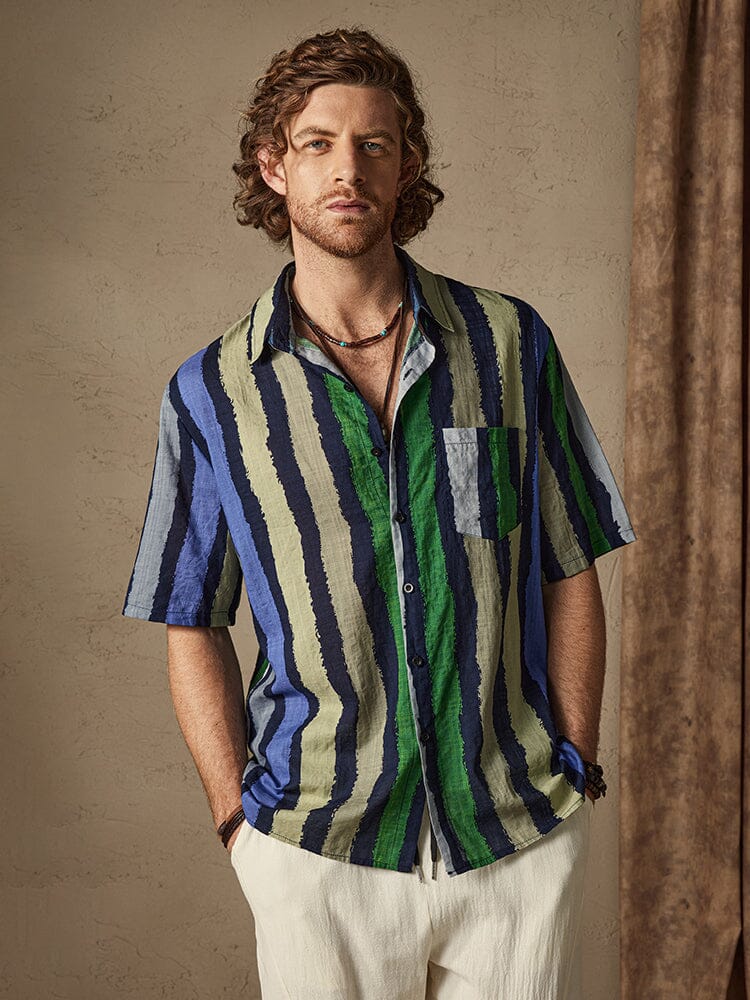 Cozy Stripe Baumwolle Strand Hemd