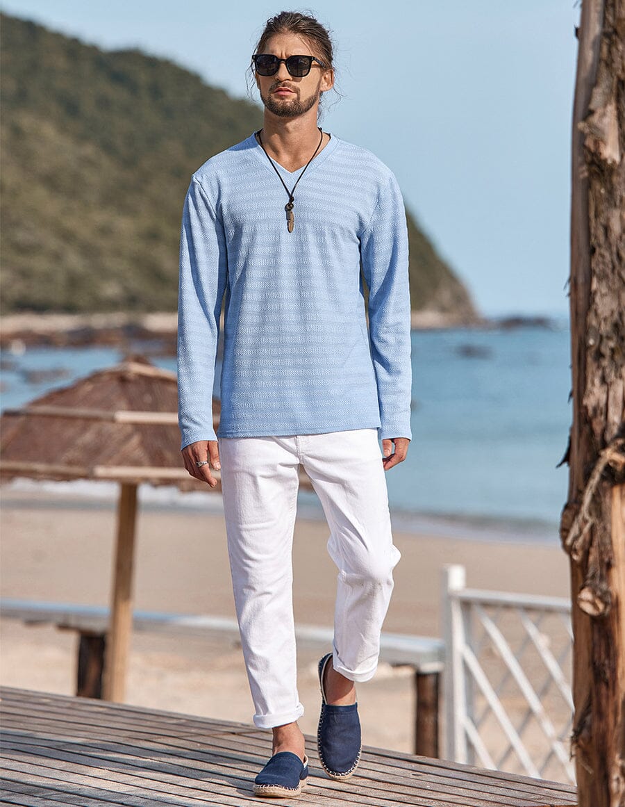 V-neck Lang Ärmel Hemd