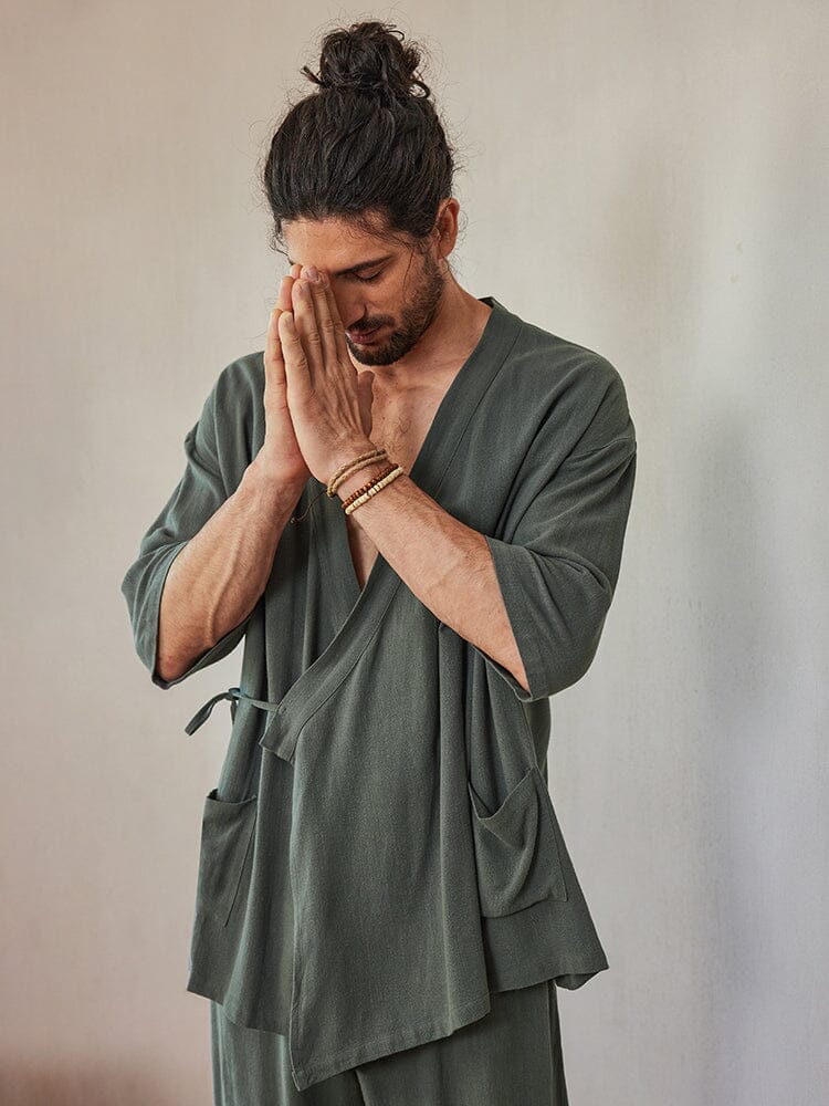 Casual Leinen Blend Hemd Set