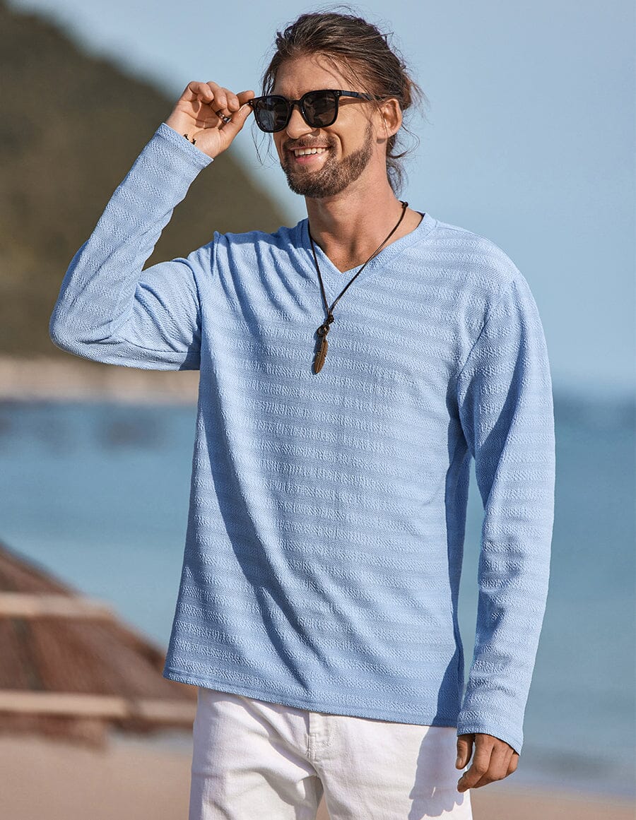 V-neck Lang Ärmel Hemd