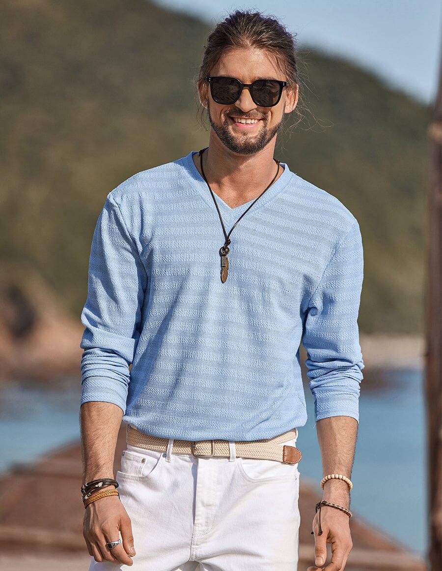 V-neck Lang Ärmel Hemd