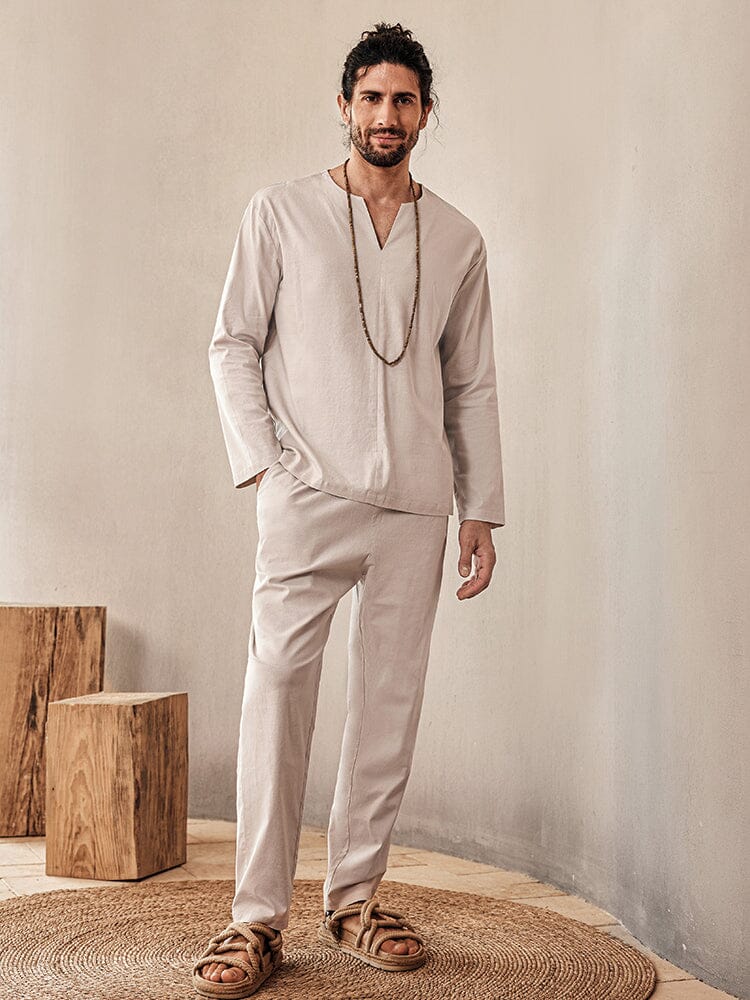Cozy Leinen Blend Hemd Set