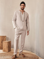 Cozy Leinen Blend Hemd Set