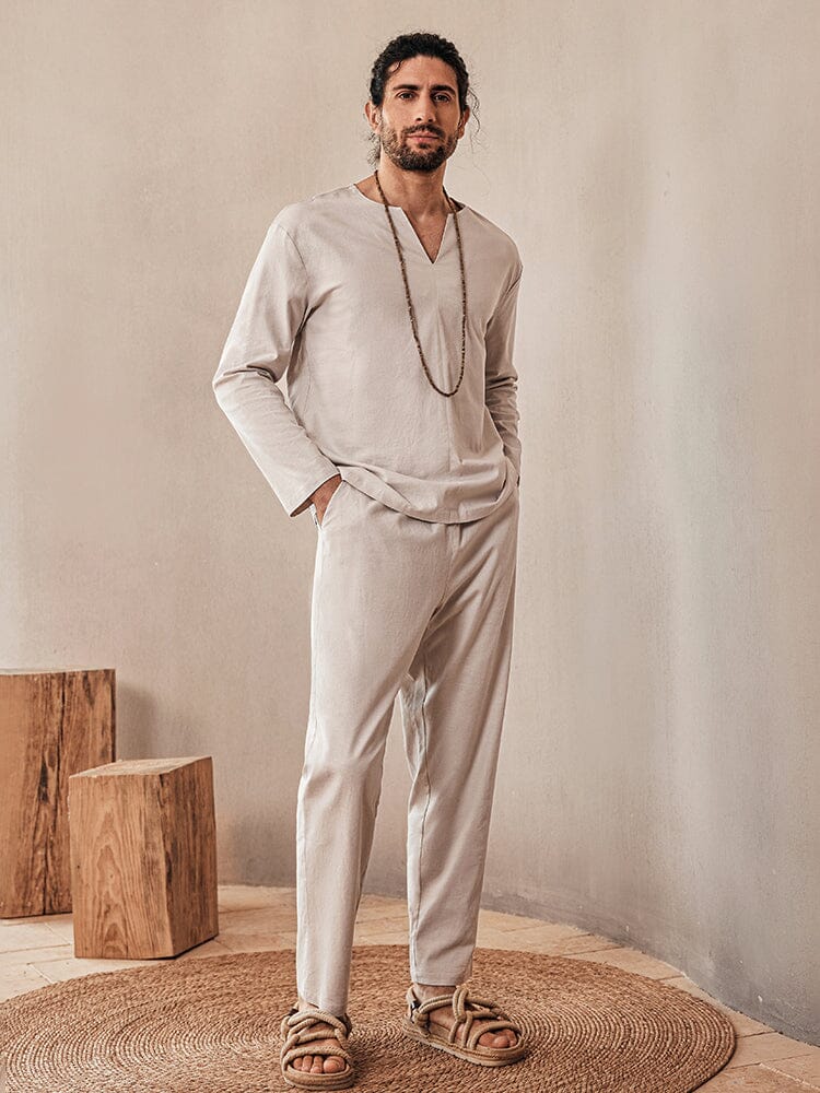 Cozy Leinen Blend Hemd Set