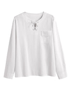 Uni Color Lang Ärmel Casual Baumwolle Leinen Set