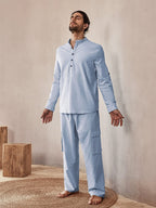 Casual Leinen Blend Hemd Set