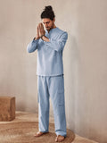 Casual Leinen Blend Hemd Set