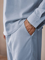 Casual Leinen Blend Hemd Set
