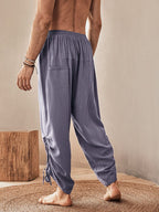 Casual Lockere Leinen Blend Hose