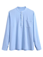 Leinen V-neck Strand Lang-sleeved Hemd