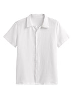 Uni Color Baumwolle Leinen Simple Casual Hemd