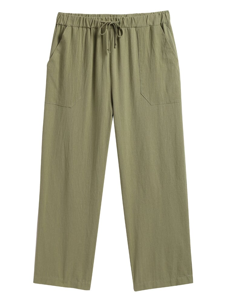 Baumwolle Leinen Stil Yoga Hose With Pockets