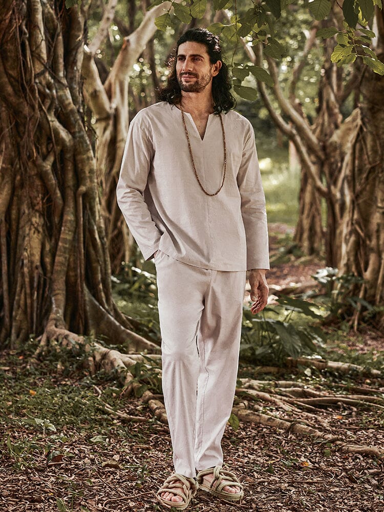 Cozy Leinen Blend Hemd Set