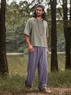 Casual Lockere Leinen Blend Hose