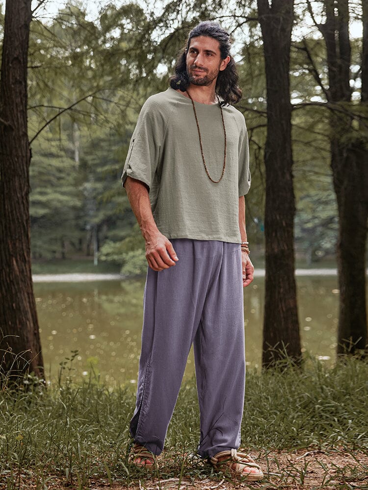 Casual Lockere Leinen Blend Hose