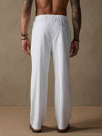 Casual Lockere Fit Baumwolle Leinen Straight Hose