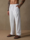 Casual Lockere Fit Baumwolle Leinen Straight Hose