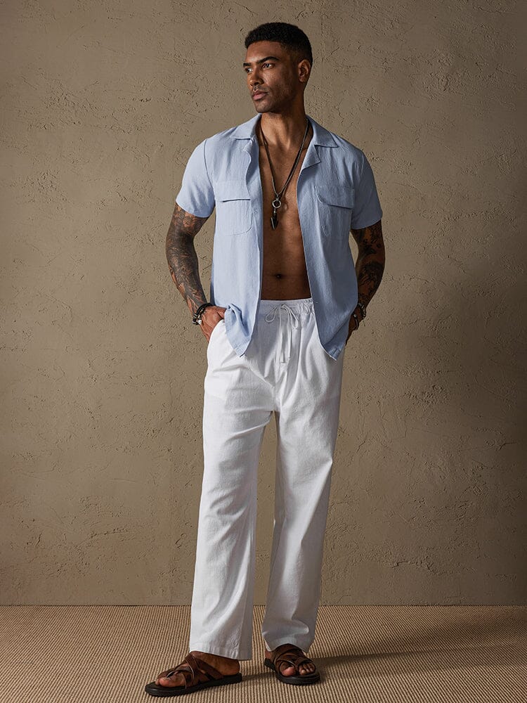 Casual Lockere Fit Baumwolle Leinen Straight Hose