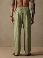Baumwolle Leinen Stil Yoga Hose With Pockets