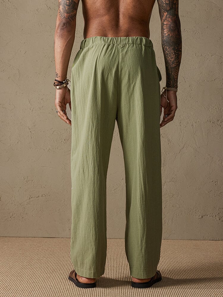 Baumwolle Leinen Stil Yoga Hose With Pockets