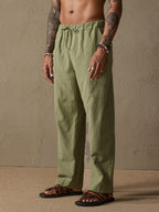 Baumwolle Leinen Stil Yoga Hose With Pockets