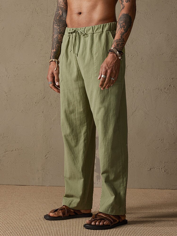 Baumwolle Leinen Stil Yoga Hose With Pockets
