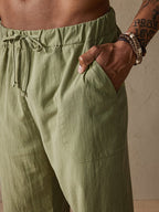Baumwolle Leinen Stil Yoga Hose With Pockets