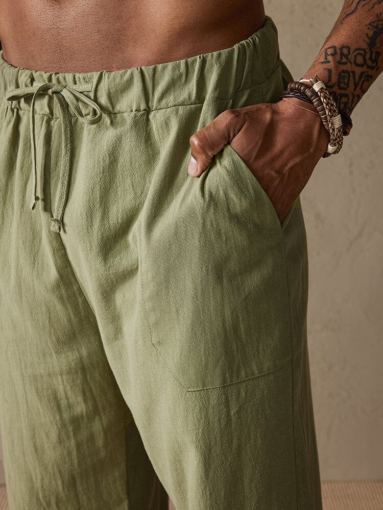 Baumwolle Leinen Stil Yoga Hose With Pockets
