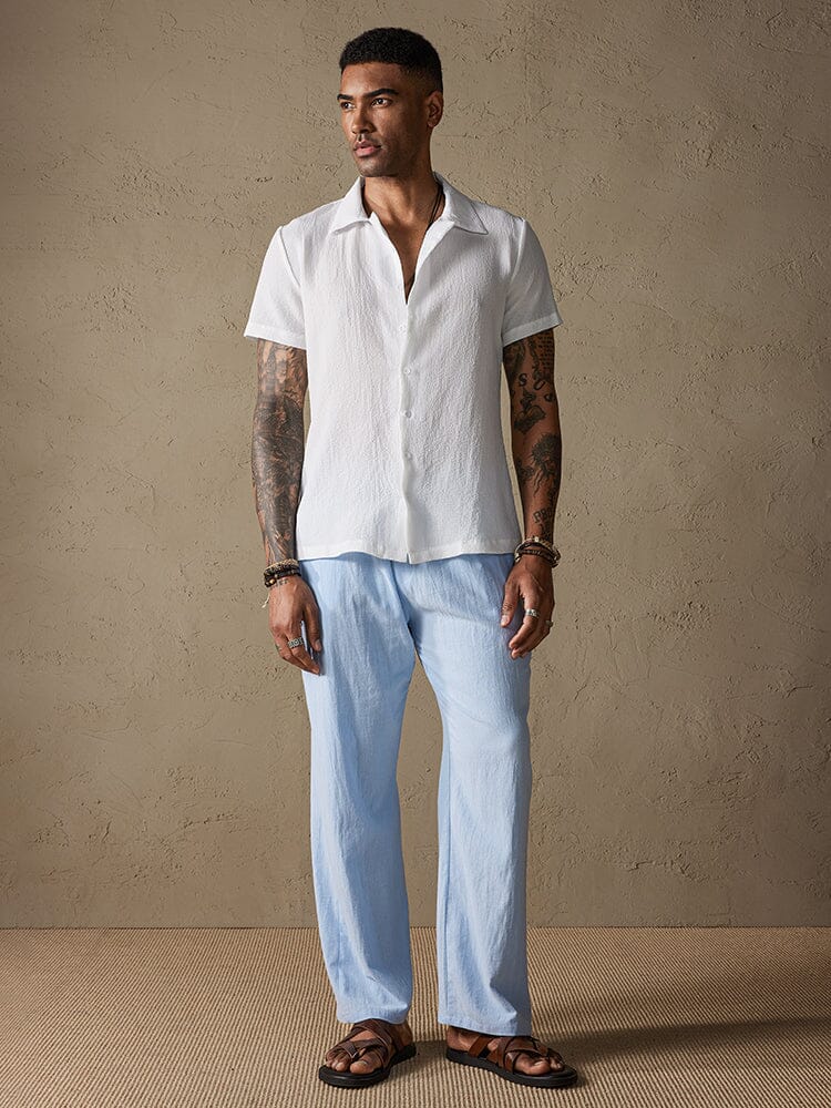 Uni Color Baumwolle Leinen Simple Casual Hemd