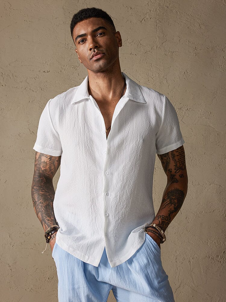 Uni Color Baumwolle Leinen Simple Casual Hemd