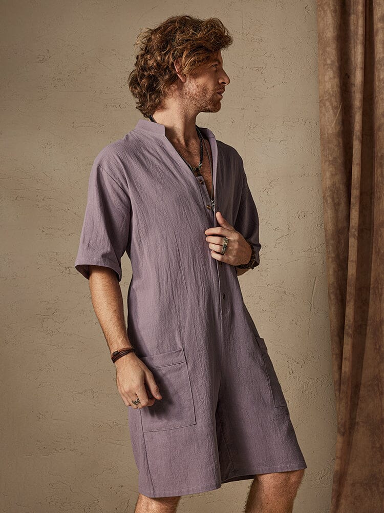 Baumwolle Stil Stand Kragen Jumpsuit