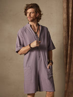 Baumwolle Stil Stand Kragen Jumpsuit