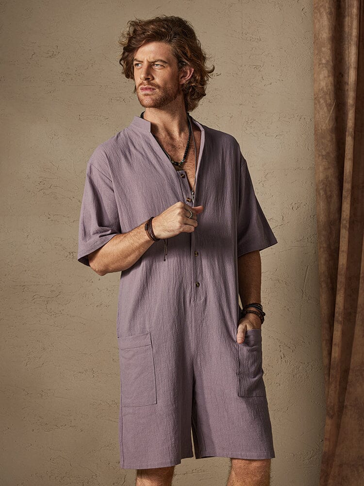 Baumwolle Stil Stand Kragen Jumpsuit