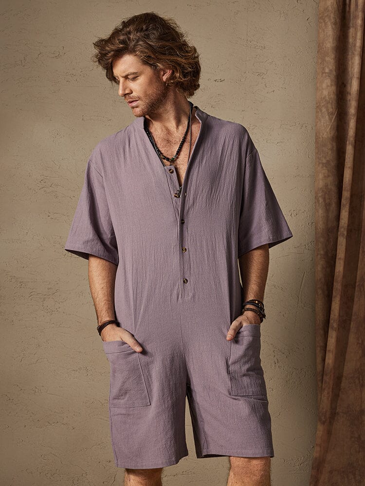 Baumwolle Stil Stand Kragen Jumpsuit