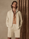 Casual Uni Color Baumwolle Leinen Strand Hemd Set