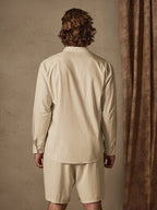 Casual Uni Color Baumwolle Leinen Strand Hemd Set