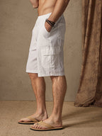 Leinen Stil Casual Shorts with Pockets