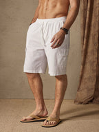 Leinen Stil Casual Shorts with Pockets