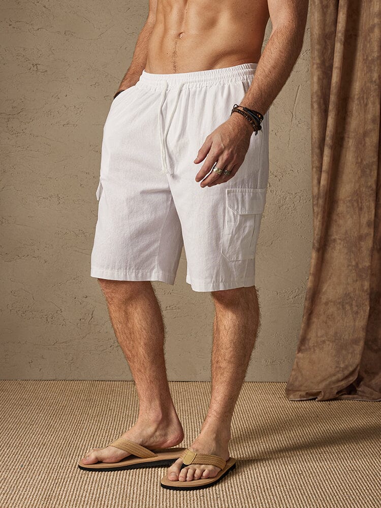 Leinen Stil Casual Shorts with Pockets