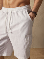 Leinen Stil Casual Shorts with Pockets