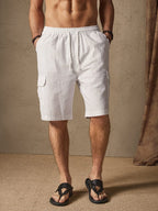 Leinen Stil Casual Shorts with Pockets