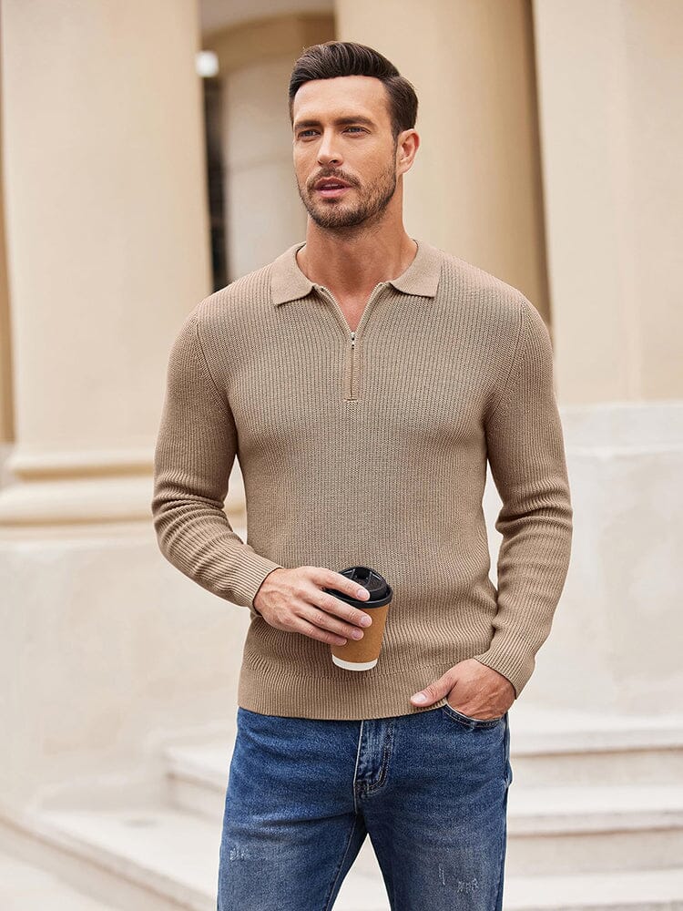 Klassisch Quarter Zip Strick Polo (US Only)