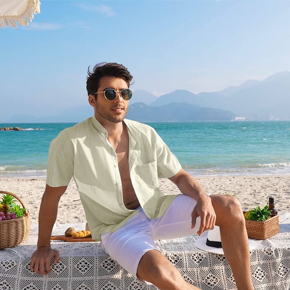 Baumwolle Leinen Stil Hemd Sommer Hemd (US Only)