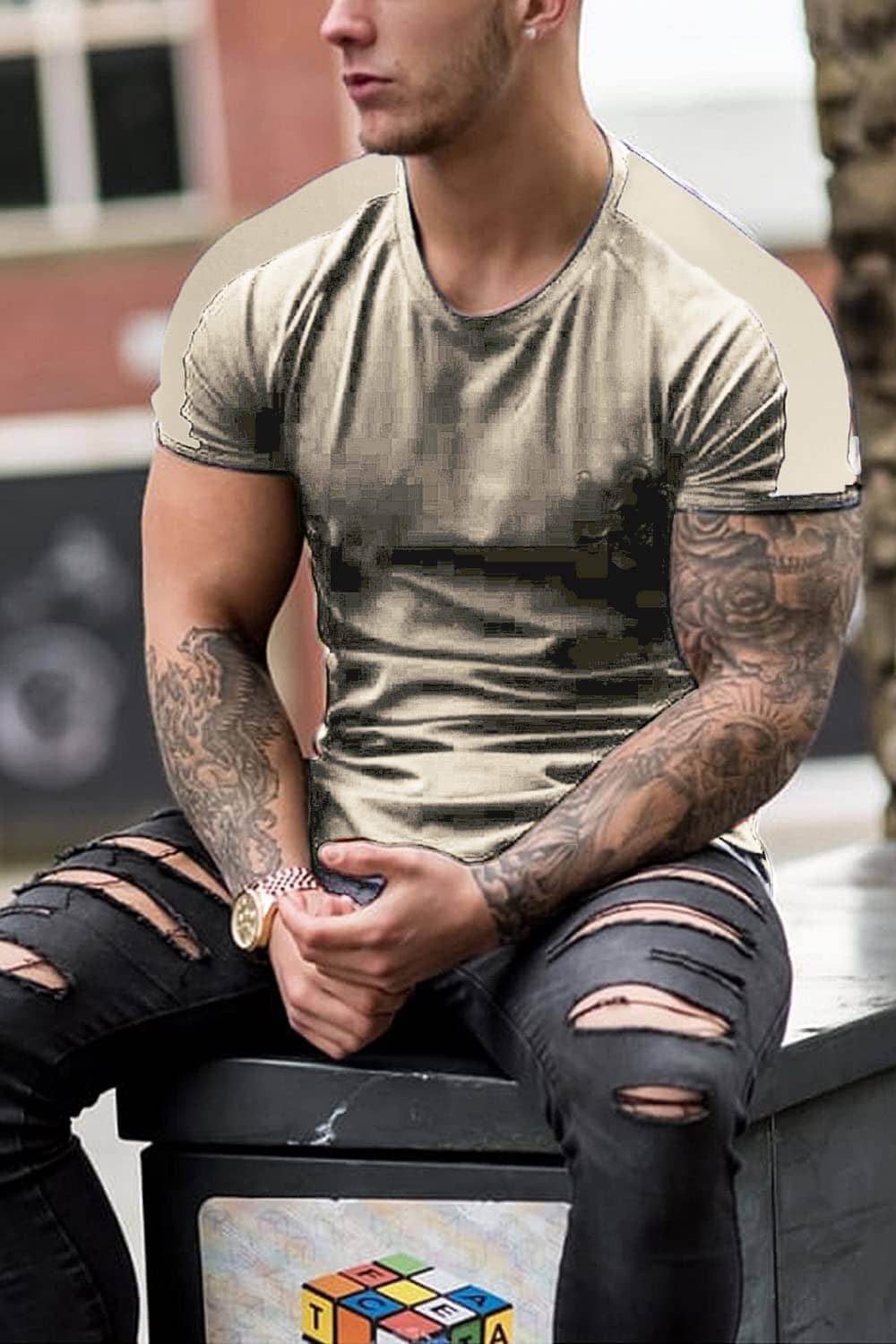 Slim Fit Longline T-Hemd (US Only)