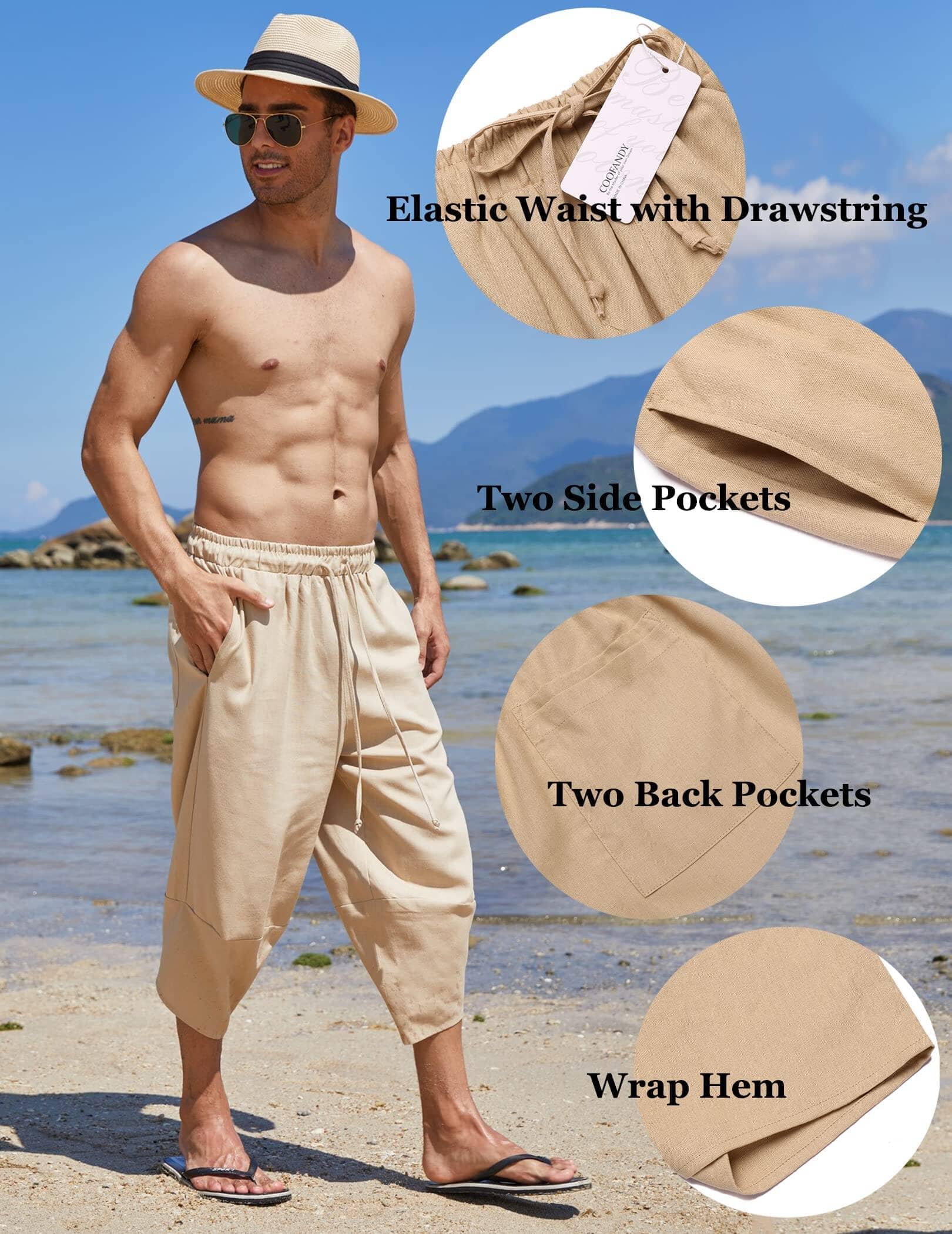 Leinen Stil 3/4 Shorts Yoga Hose