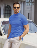 Rollkragen Slim Fit Strick-Kurzarm-Pullover